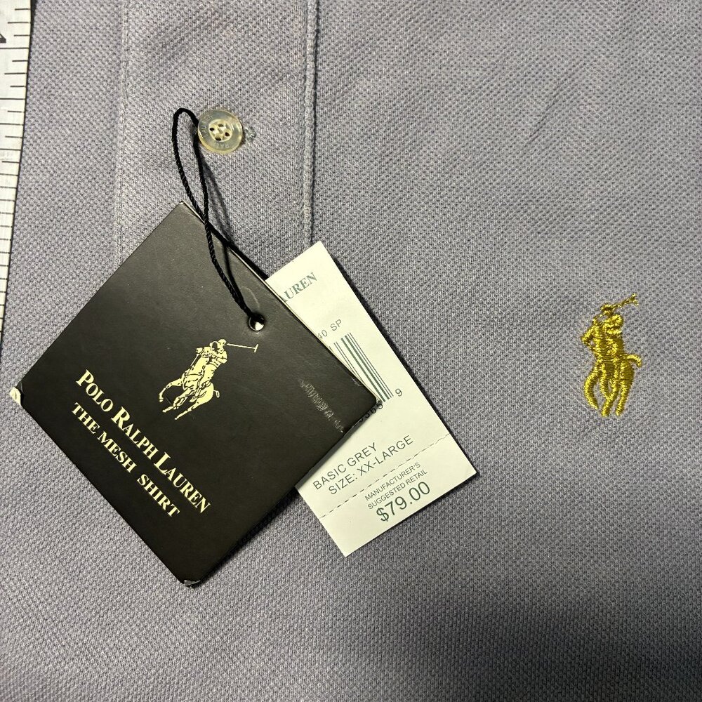 Polo by Ralph Lauren Men's Pima Cotton Gray Polo T-Shirt Size 7 (2XL) (NWT) - Picture 2 of 5